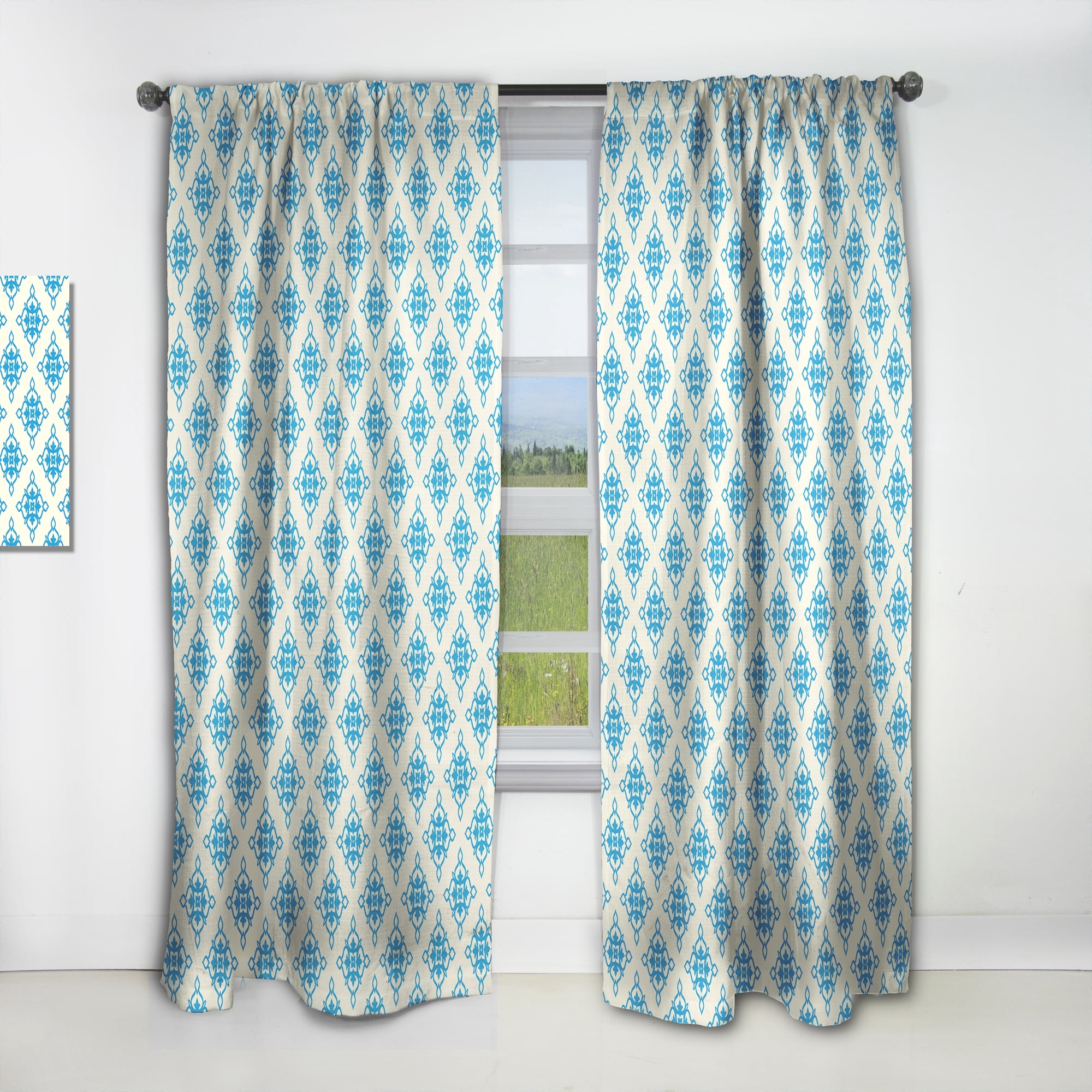 Designart 'Ornamental Retro Pattern I' Mid-Century Modern Curtain Panel