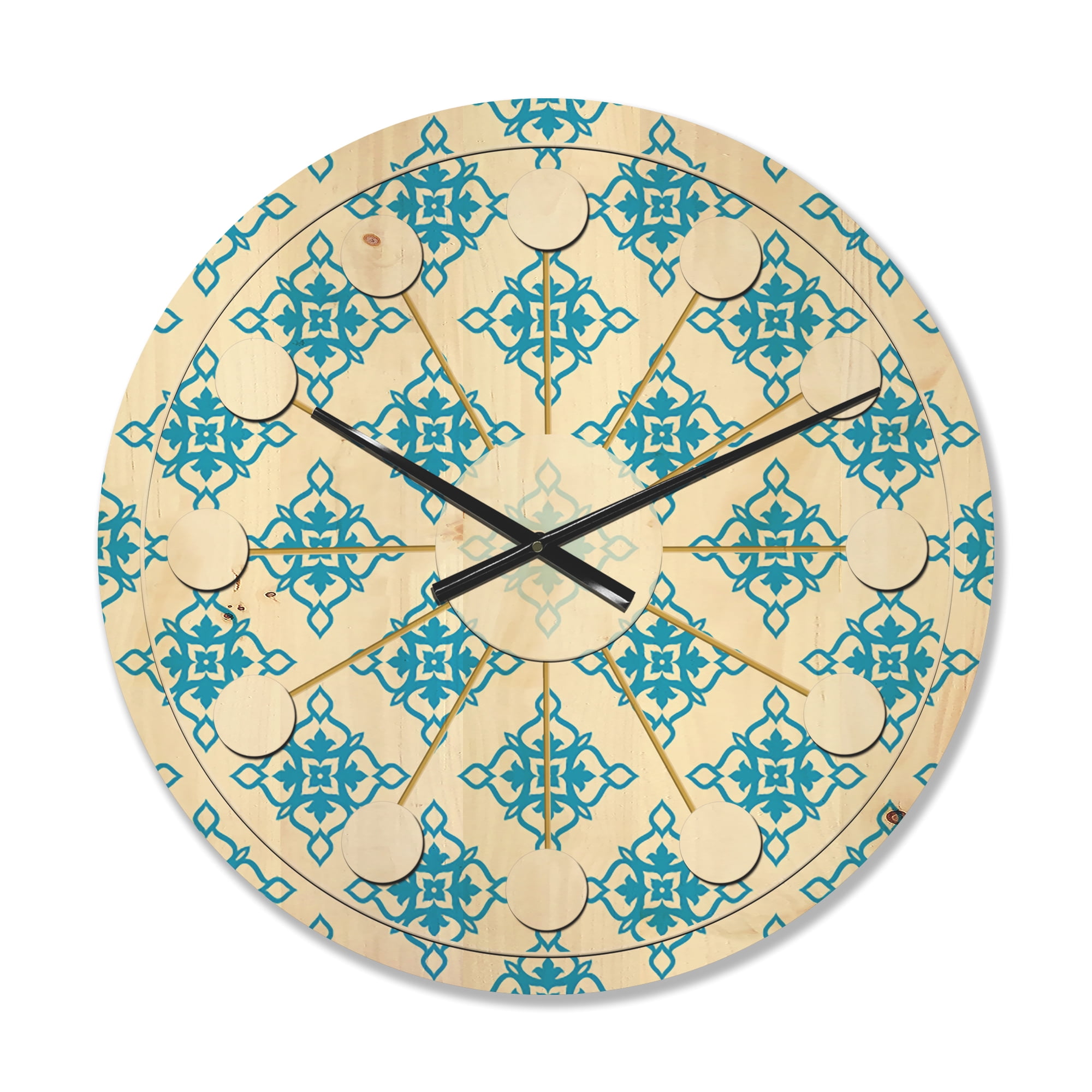 Designart 'Ornamental Retro Pattern I' Mid-Century Modern Wood Wall Clock