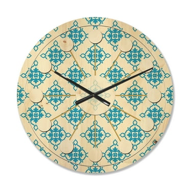 Designart 'Ornamental Retro Pattern I' Mid-Century Modern Wood Wall Clock