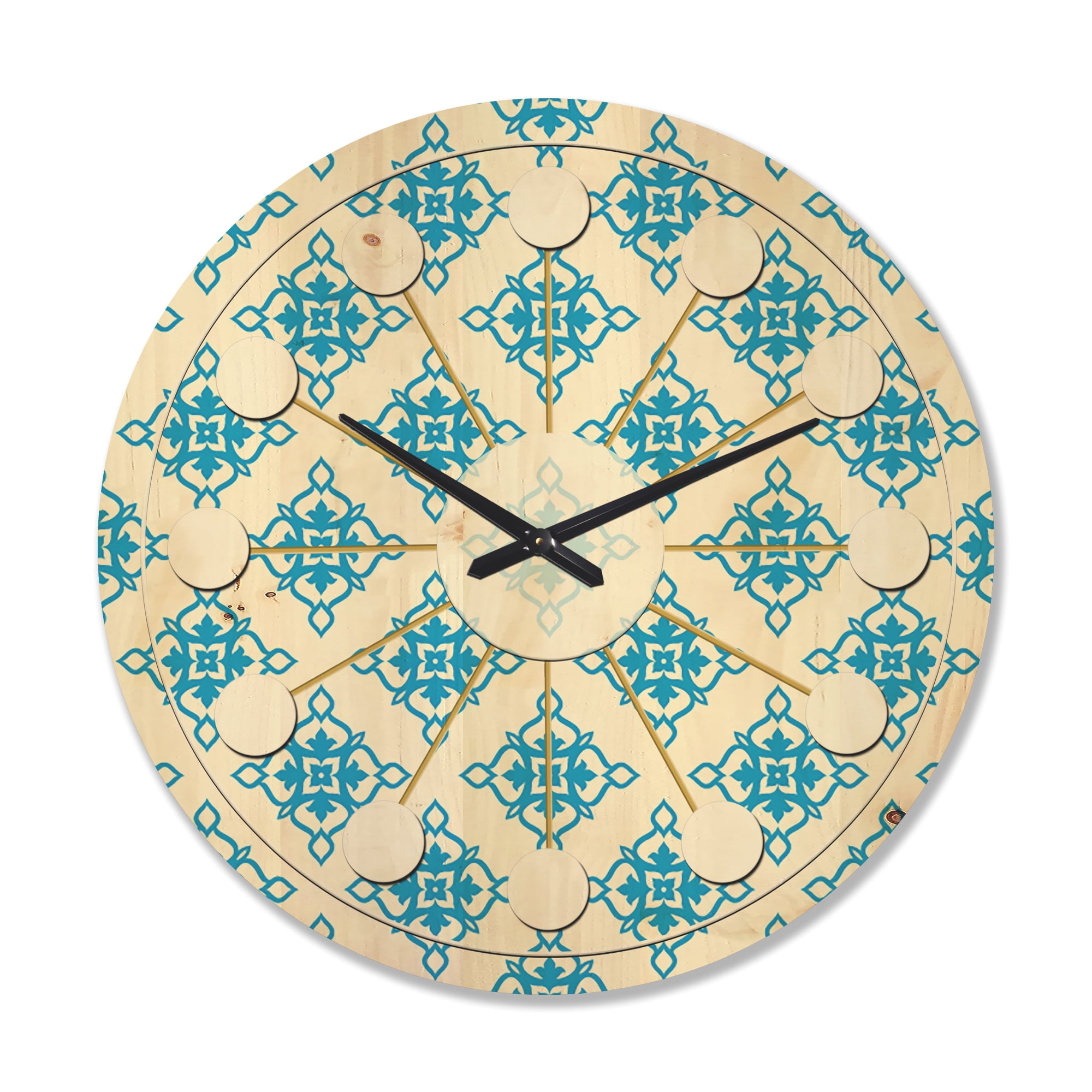 Designart 'Ornamental Retro Pattern I' Mid-Century Modern Wood Wall Clock