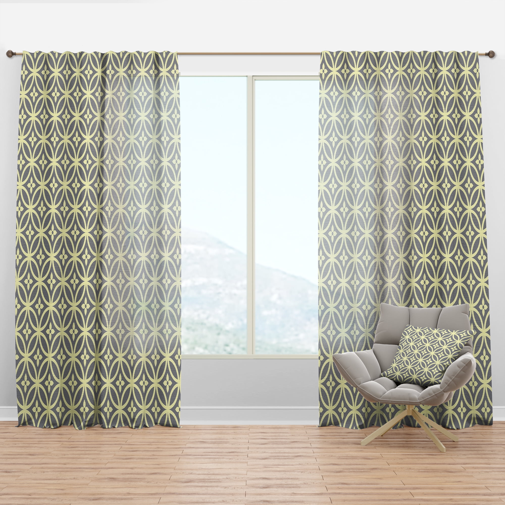 Designart 'Ornamental Retro Pattern II' Mid-Century Modern Curtain Panel
