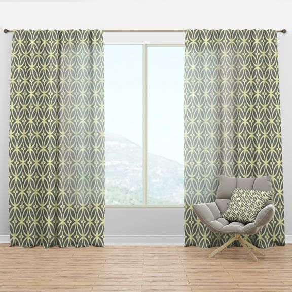 Designart 'Ornamental Retro Pattern II' Mid-Century Modern Curtain Panel