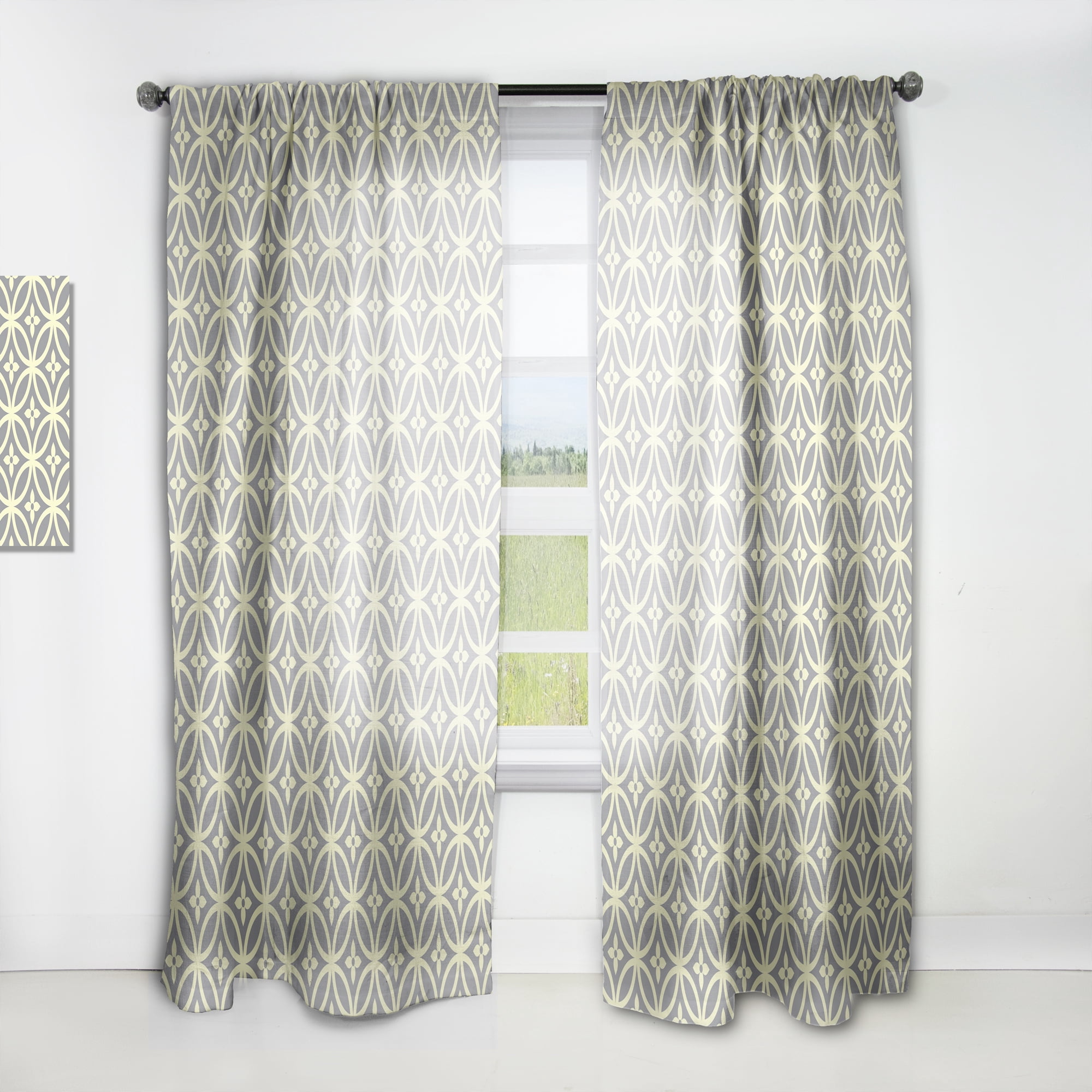 Designart 'Ornamental Retro Pattern II' Mid-Century Modern Curtain Panel