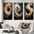 thumbnail image 1 of Designart "Ornamental White Gold Spiral Liquid Black II" Abstract Spirals Framed Wall Art Set Of 3 - Gold Transitional Frame Gallery Wall Set For Home Decor, 1 of 6