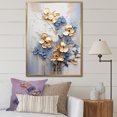 thumbnail image 1 of Designart "Ornate Blue And Gold Violets II" Violets Floater Framed Wall Art Prints, 1 of 5