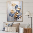 thumbnail image 1 of Designart "Ornate Blue And Gold Violets II" Violets Floater Framed Wall Art Prints, 1 of 5