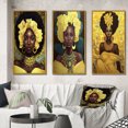 thumbnail image 1 of Designart "Oshun African Goddess of Love III" African American Woman Framed Wall Art Set Of 3 - Yellow Woman African American Frame Canvas Set For Living Room Decor, 1 of 6