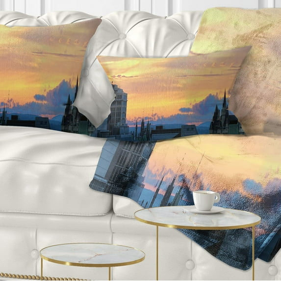 Designart Ottawa City Panoramic - Cityscape Photo Throw Pillow - 12x20