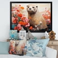 thumbnail image 1 of Designart "Otter in Floral Blooms II" Animals Framed Wall Art Decor - Modern Red Otter Living Room Framed Canvas Art, 1 of 6