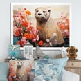 thumbnail image 1 of Designart "Otter in Floral Blooms II" Animals Framed Wall Art Decor - Modern Red Otter Living Room Framed Canvas Art, 1 of 6