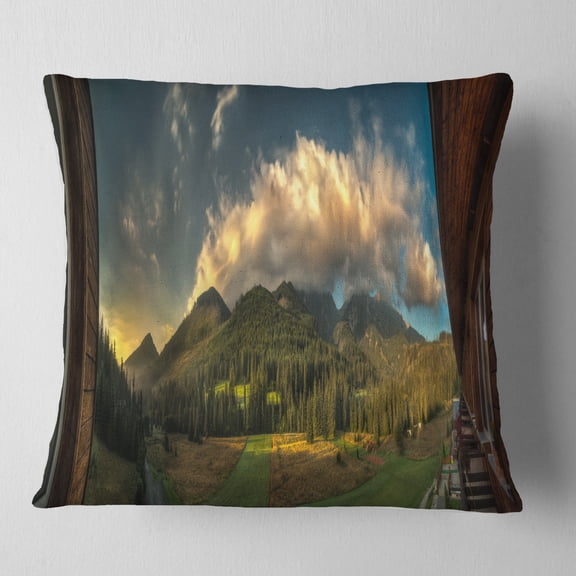 Designart Outside View from Hotel Room - Landscape Printed Throw Pillow - 16x16