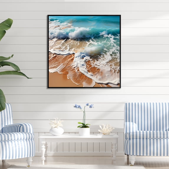 Designart "Overhead Seaside View Harmony" Beach Floater Framed Canvas Wall Art
