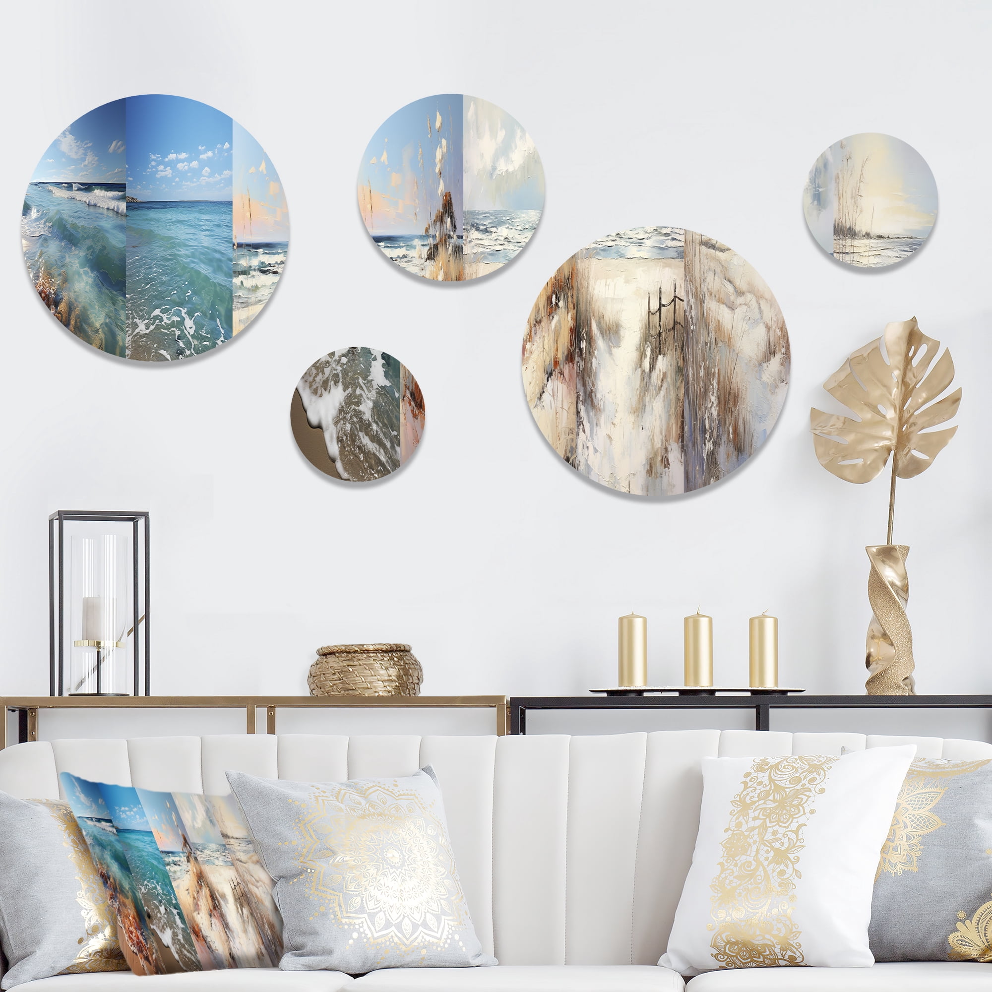 Designart "Overhead Seaside View Harmony" Coastal Beach Round Wall Art ...
