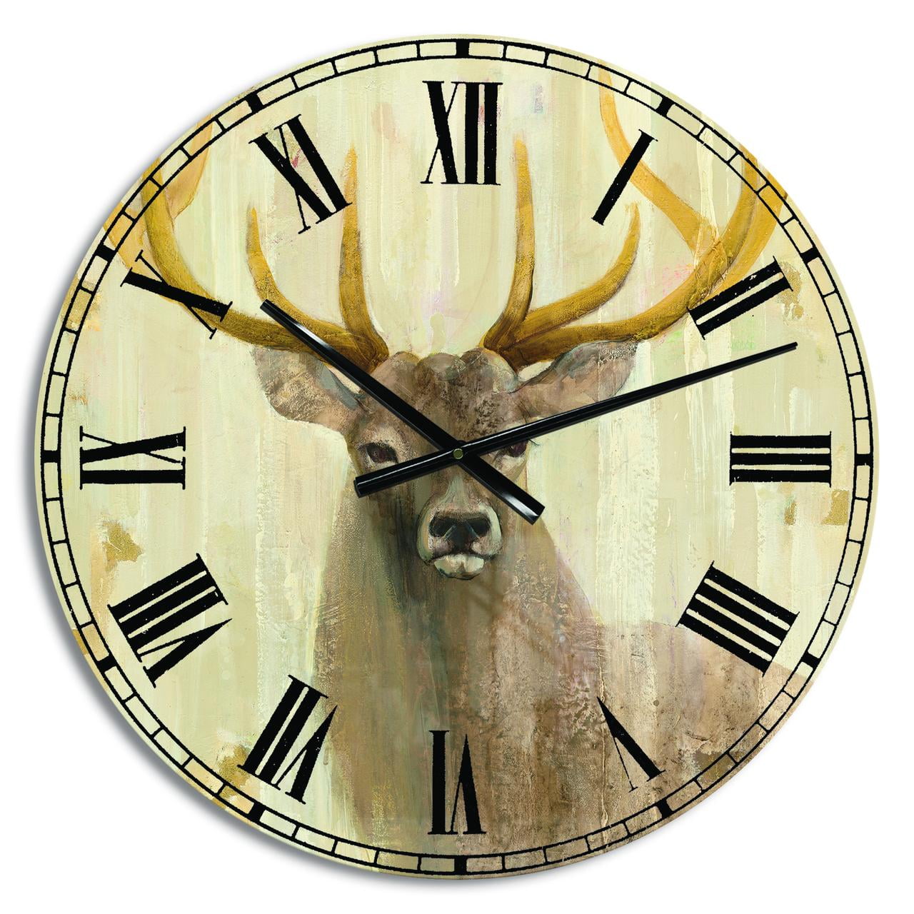 Designart Oversized Beige Analog Round Farmhouse Modern Wall Clocks, CLM30625-C23