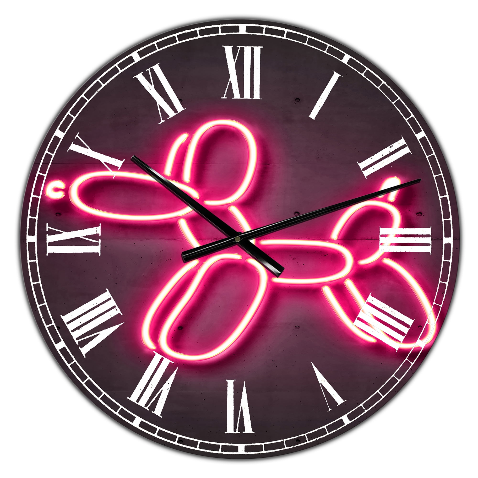 Designart Oversized Black Analog Round Modern Wall Clocks, CLM25772-C23