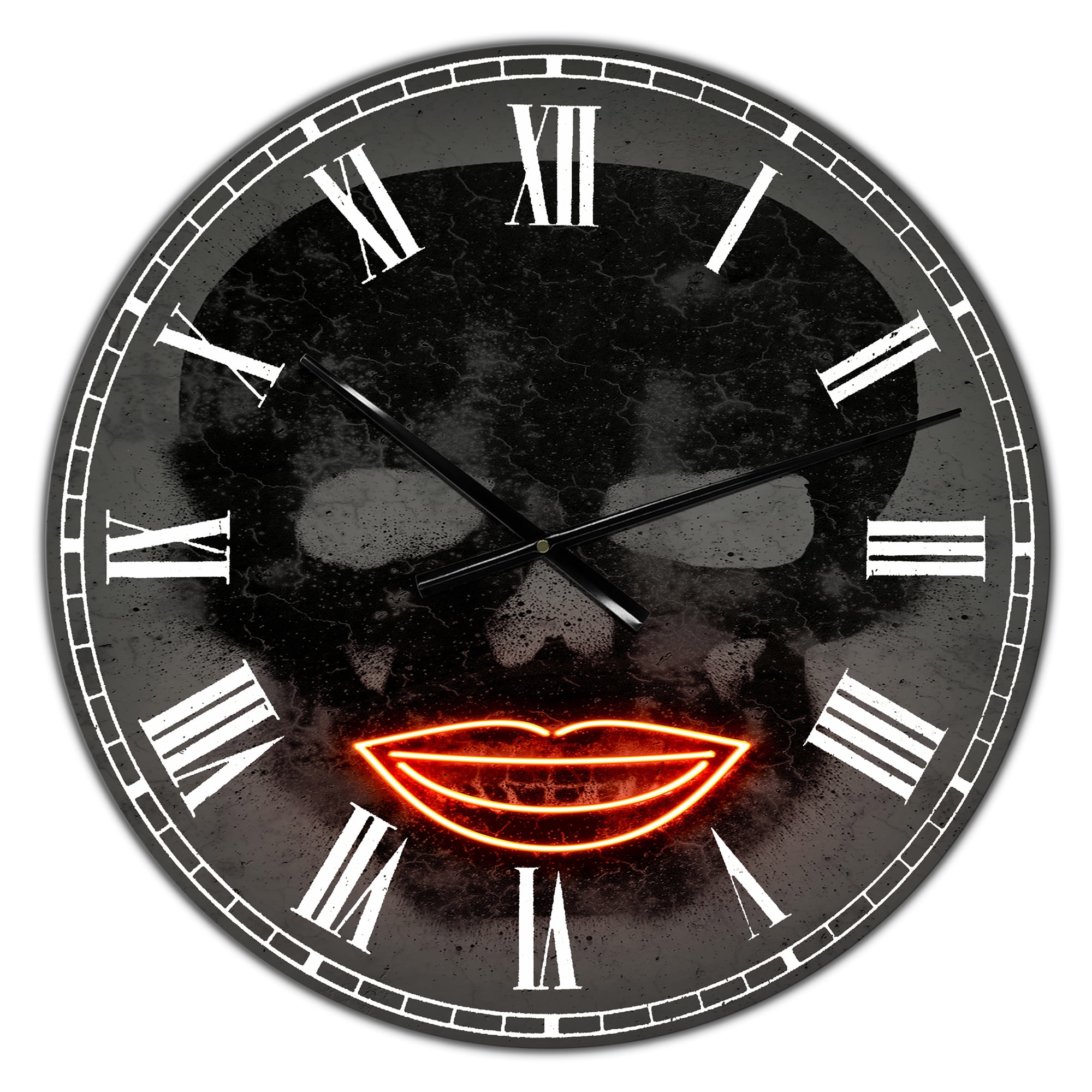 Designart Oversized Black Analog Round Modern Wall Clocks, CLM25794-C23
