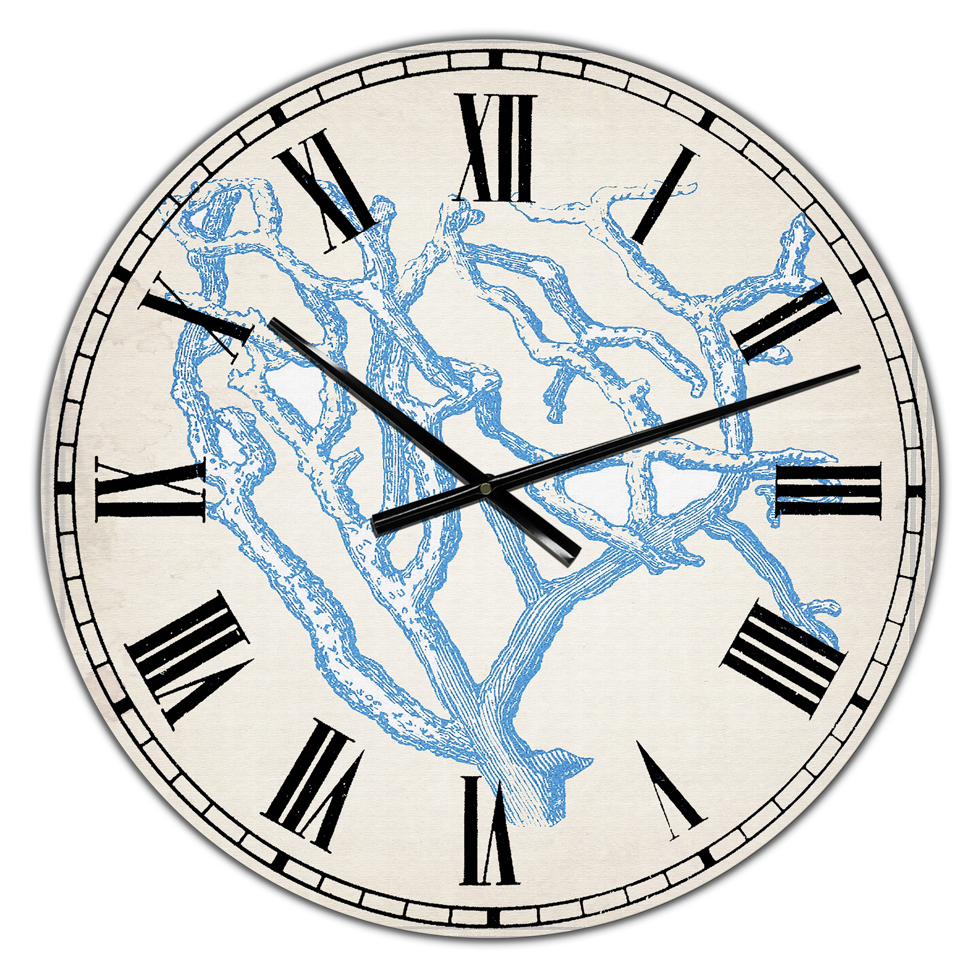Designart Oversized Blue Analog Round Coastal Modern Nautical Wall Clocks, CLM25715-C23