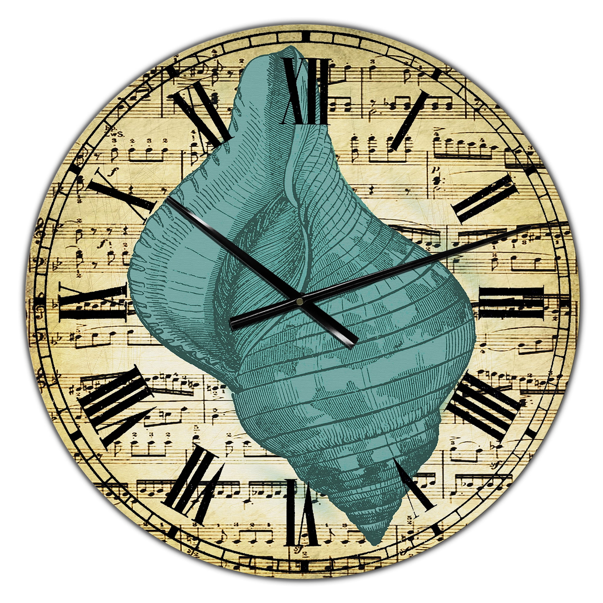 Designart Oversized Blue Analog Round Coastal Modern Nautical Wall Clocks, CLM25717-C23