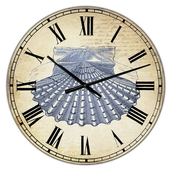 Designart Oversized Blue Analog Round Coastal Modern Nautical Wall Clocks, CLM25718-C23