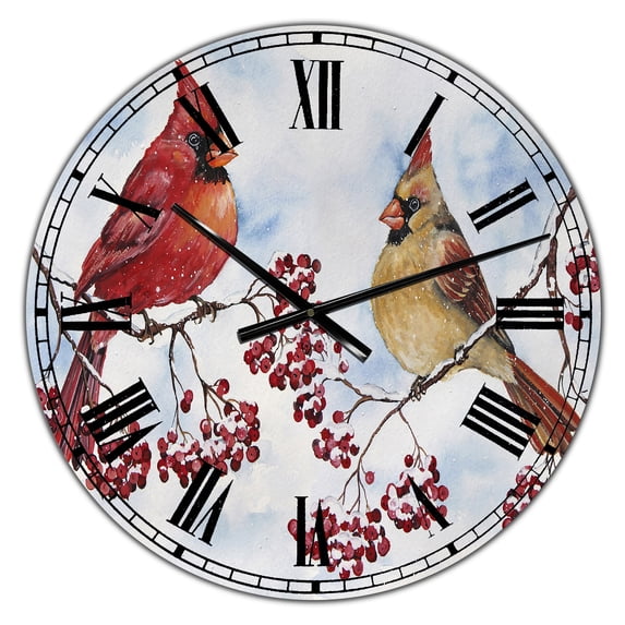 Designart Oversized Blue Analog Round Cottage Modern Wall Clocks, CLM25372-C23