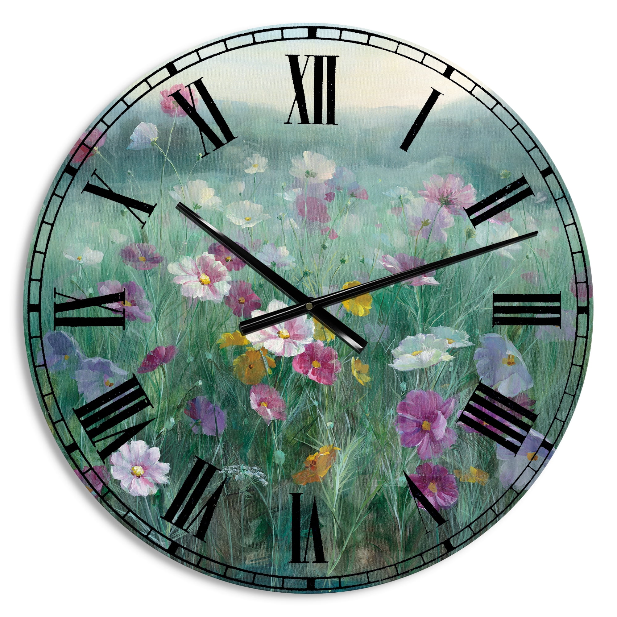 Designart Oversized Blue Analog Round Farmhouse Modern Wall Clocks, CLM30415-C23