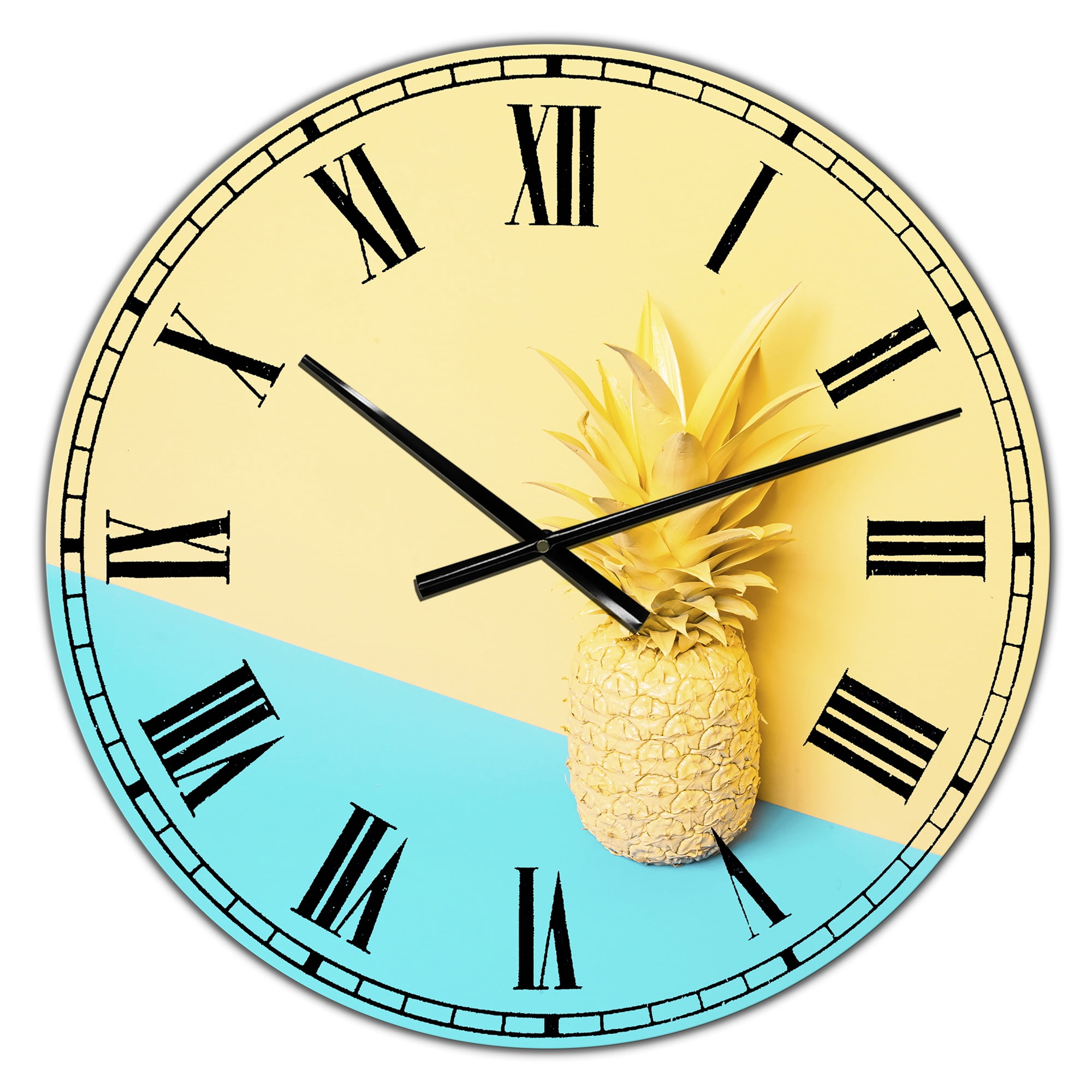 Designart Oversized Blue Analog Round Modern Wall Clocks, CLM25651-C23