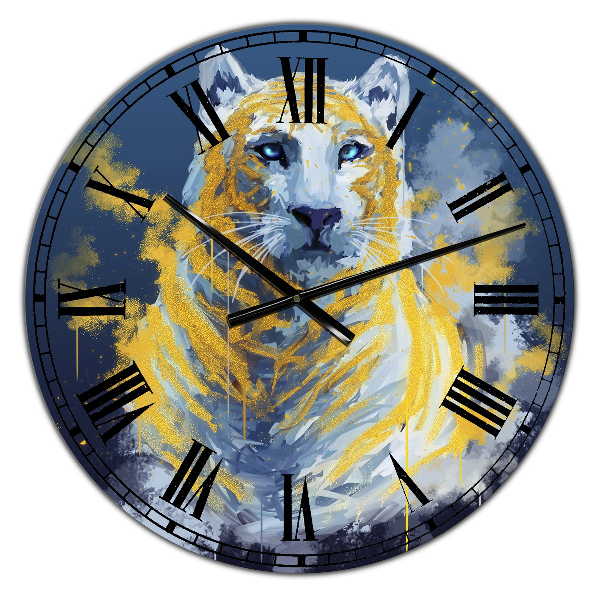 Designart Oversized Blue Analog Round Modern Wall Clocks, CLM25862-C23