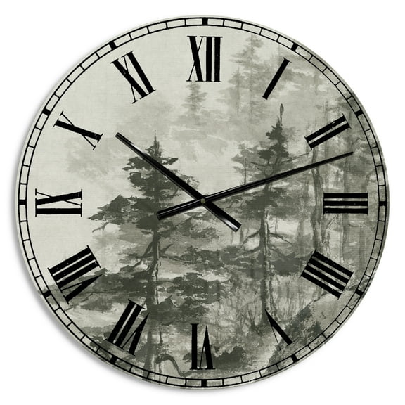 Designart Oversized Gray Analog Round Cabin Lodge Modern Wall Clocks, CLM30476-C23
