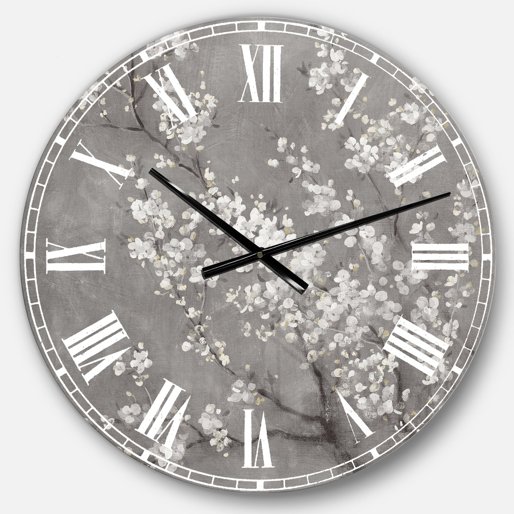 Designart Oversized Gray Analog Round Modern Traditional Wall Clocks, CLM30561-C23