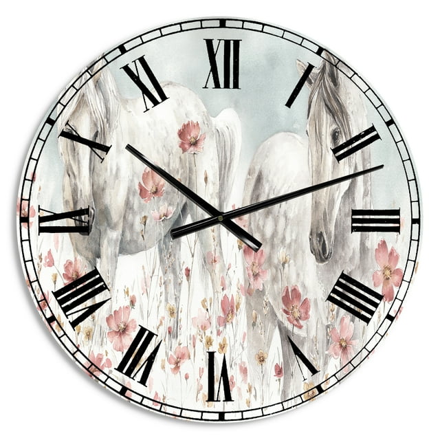 Designart Oversized Gray Analog Round Modern Traditional Wall Clocks, CLM30815-C23