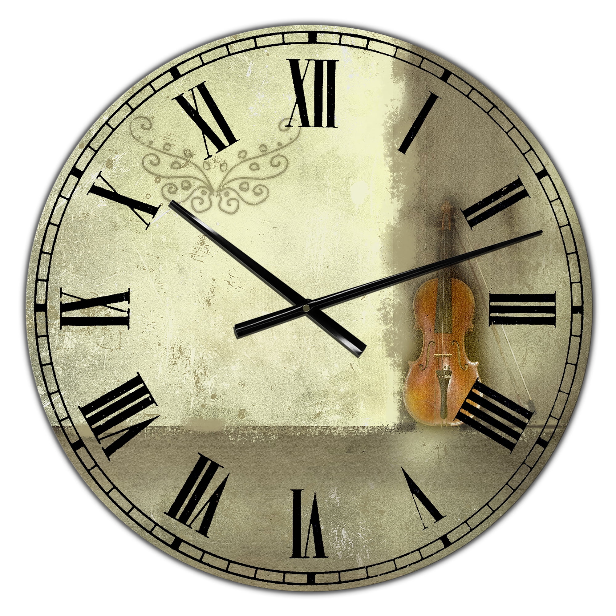 Designart Oversized Green Analog Round Cottage Modern Wall Clocks, CLM25111-C23