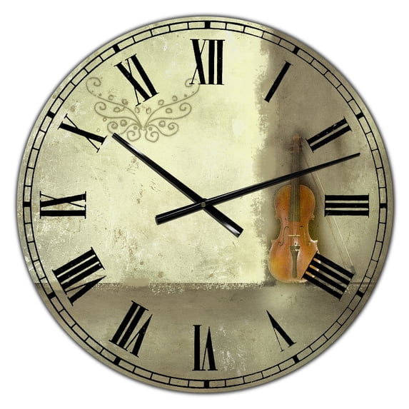 Designart Oversized Green Analog Round Cottage Modern Wall Clocks, CLM25111-C23