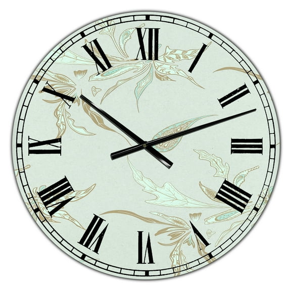 Designart Oversized Green Analog Round Cottage Modern Wall Clocks, CLM25512-C23