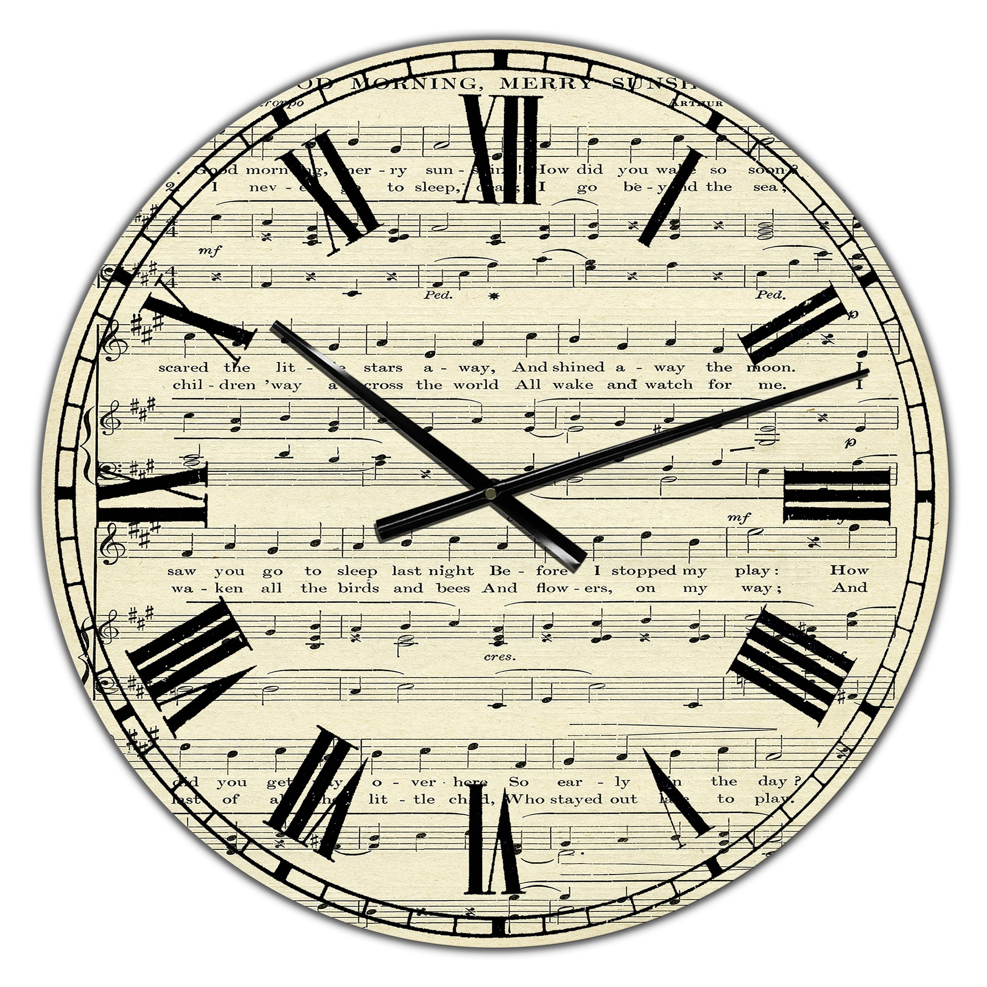 Designart Oversized Green Analog Round Cottage Modern Wall Clocks, CLM25647-C23