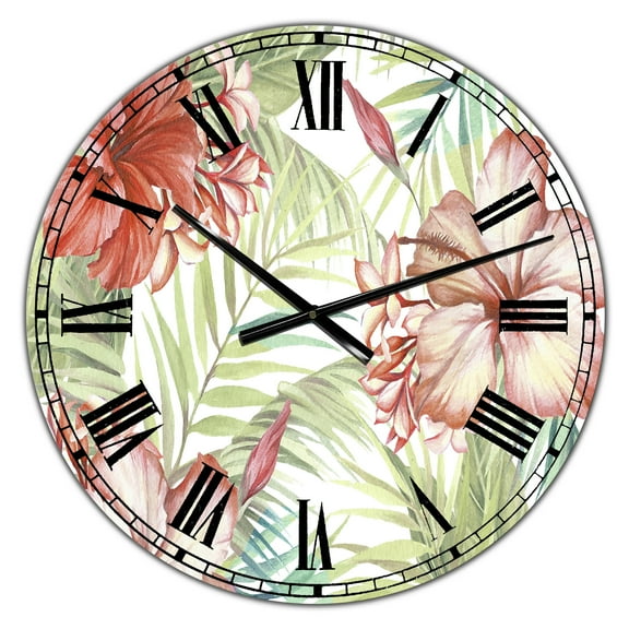 Designart Oversized Green Analog Round Cottage Modern Wall Clocks, CLM25648-C23