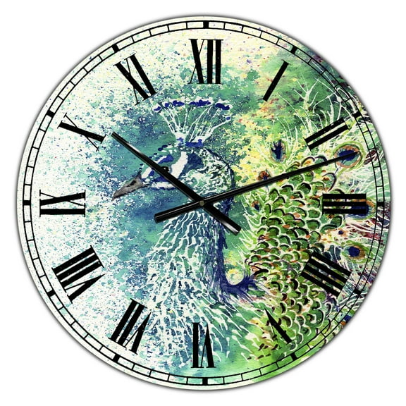 Designart Oversized Green Analog Round Farmhouse Modern Wall Clocks, CLM25214-C23