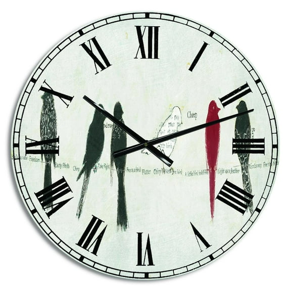 Designart Oversized Green Analog Round Modern Traditional Wall Clocks, CLM31174-C23