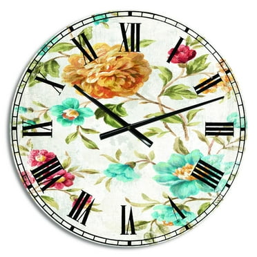 Designart Oversized Multicolor Analog Round Cabin Lodge Modern Wall Clocks, CLM30624-C23