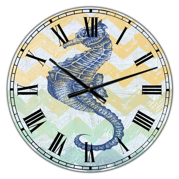 Designart Oversized Multicolor Analog Round Coastal Modern Nautical Wall Clocks, CLM25349-C23