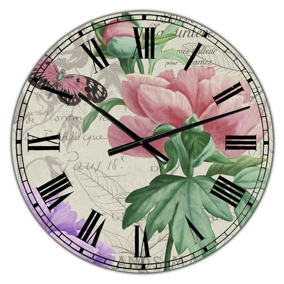 Designart Oversized Multicolor Analog Round Cottage Modern Wall Clocks, CLM25146-C23