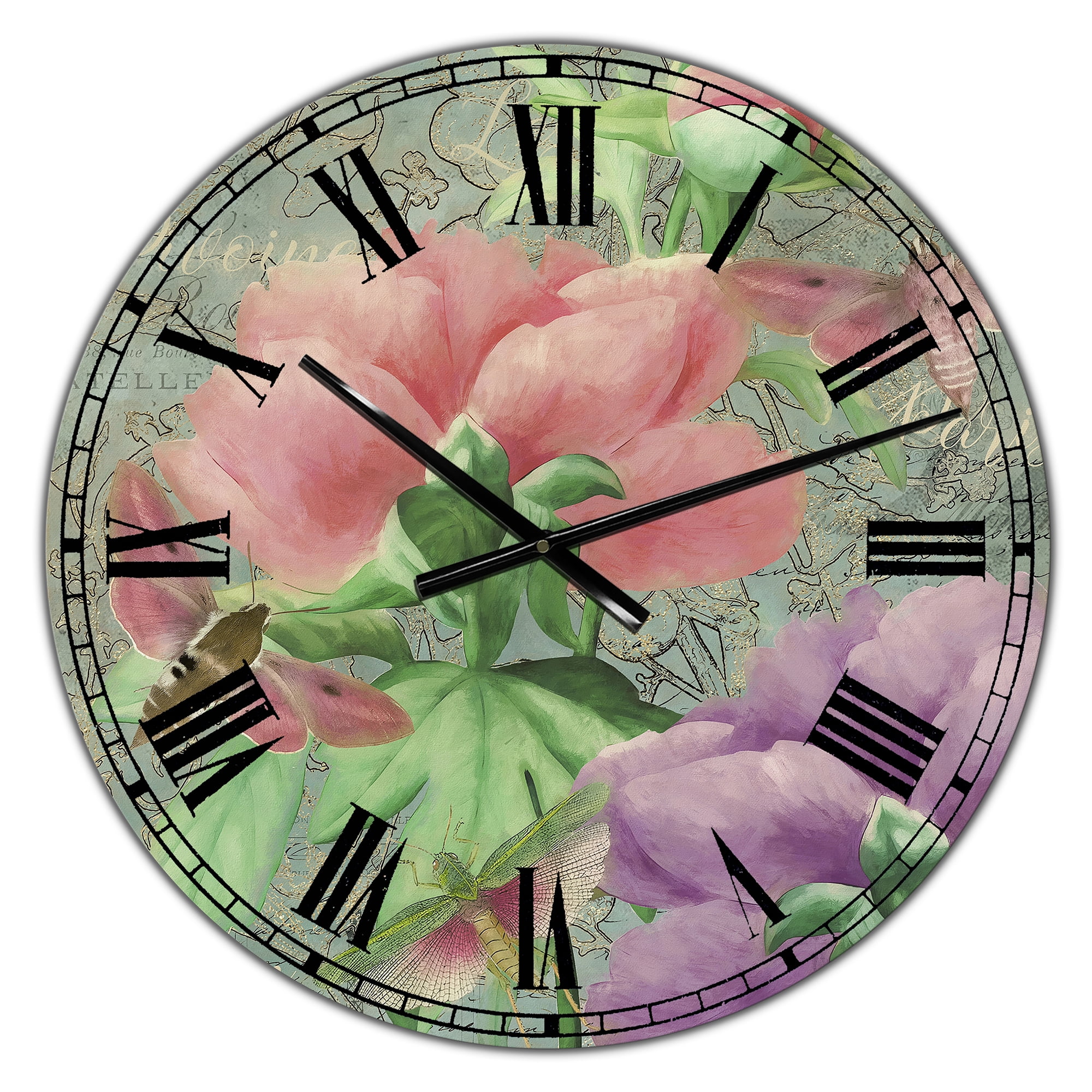Designart Oversized Multicolor Analog Round Cottage Modern Wall Clocks, CLM25152-C23