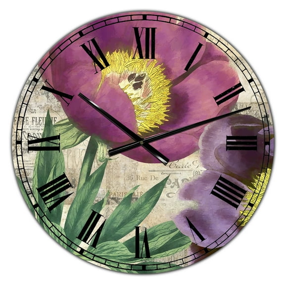 Designart Oversized Multicolor Analog Round Cottage Modern Wall Clocks, CLM25153-C23