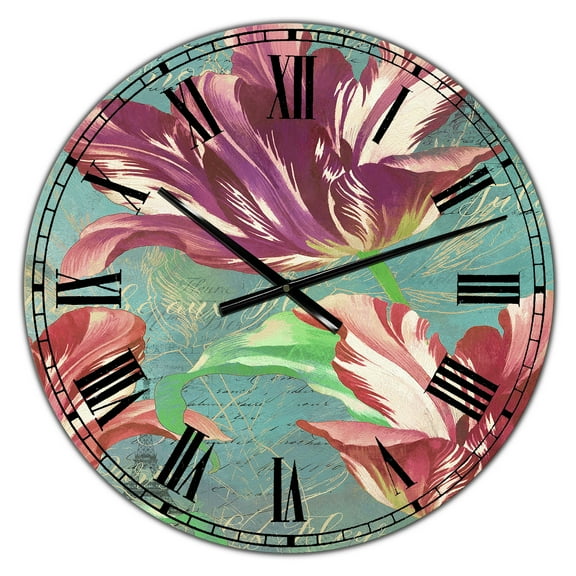 Designart Oversized Multicolor Analog Round Cottage Modern Wall Clocks, CLM25155-C23