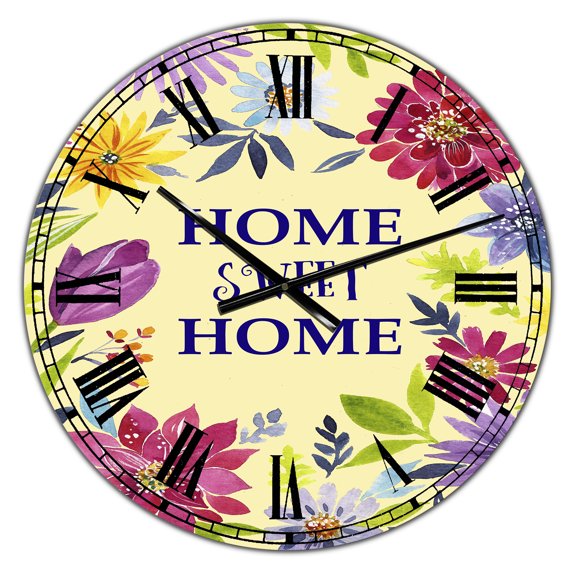 Designart Oversized Multicolor Analog Round Cottage Modern Wall Clocks, CLM25339-C23