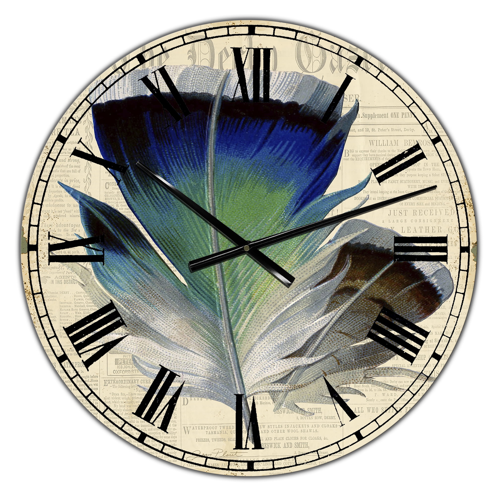 Designart Oversized Multicolor Analog Round Cottage Modern Wall Clocks, CLM25365-C23