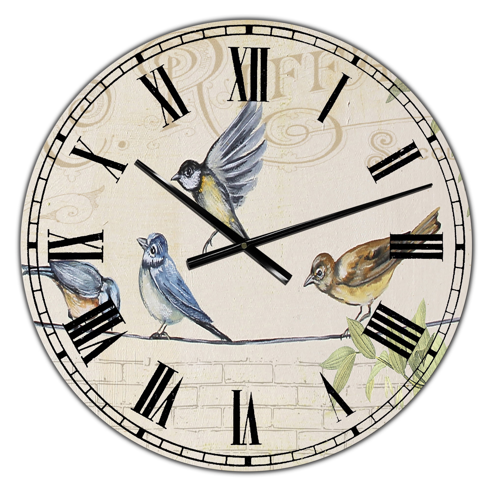 Designart Oversized Multicolor Analog Round Cottage Modern Wall Clocks, CLM25371-C23