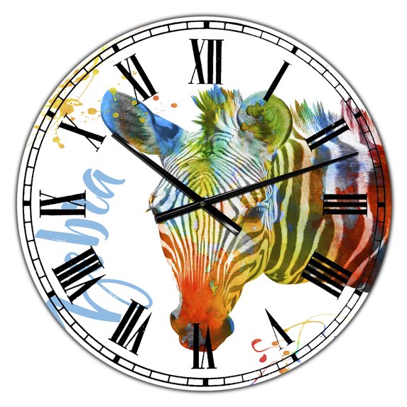Designart Oversized Multicolor Analog Round Cottage Modern Wall Clocks, CLM25426-C23