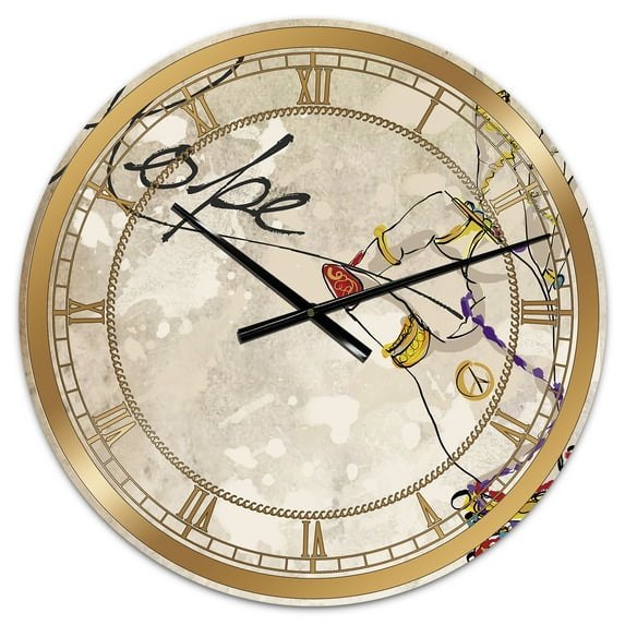 Designart Oversized Multicolor Analog Round Cottage Modern Wall Clocks, CLM25462-C23