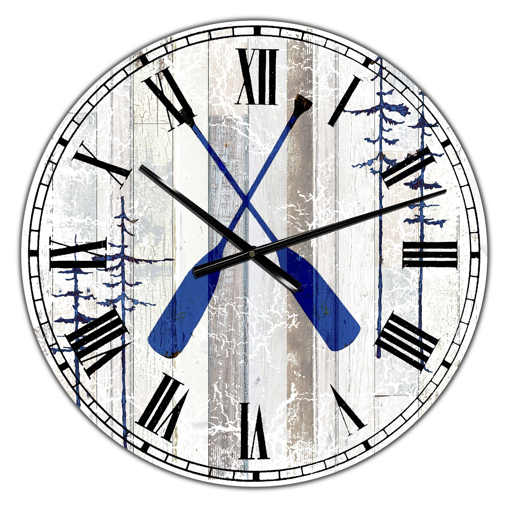 Designart Oversized Multicolor Analog Round Cottage Modern Wall Clocks, CLM25559-C23