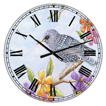 Designart Oversized Multicolor Analog Round Cottage Modern Wall Clocks, CLM25676-C23